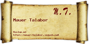 Mauer Talabor névjegykártya